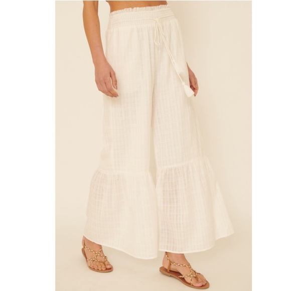 BOHEMIAN PEASANT Woven Flare Leg Cotton Pants - Picture 7 of 7